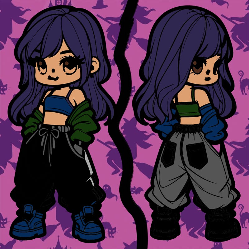 girl in crop top and baggy pants