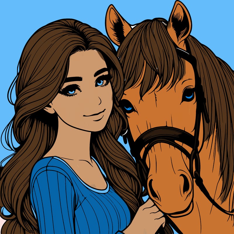 realistic girl with horse