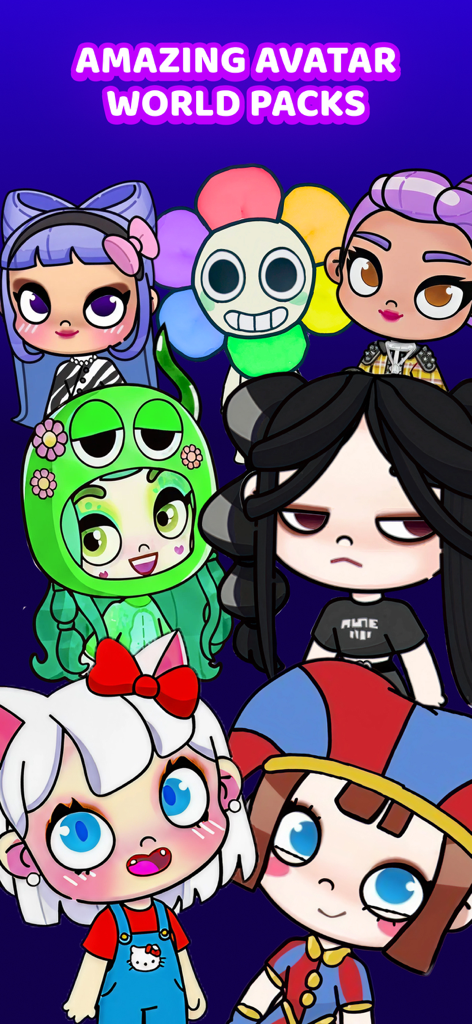 Avatar World - Cute Life Mods - Eine Sammlung von bunten und ästhetischen Avatar-Charakter-Skins aus der Avatar World Mods App