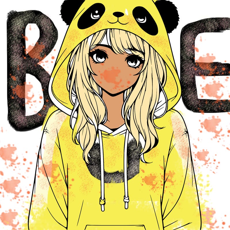 realistic girl in panda hoodie