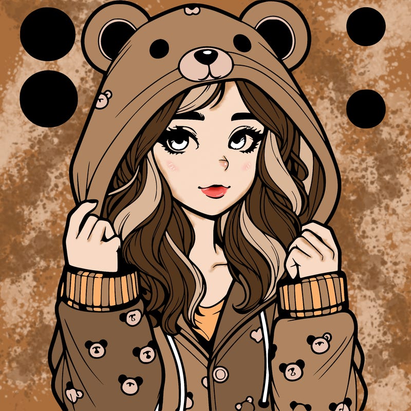 realistic girl in a animal pjs hoodie