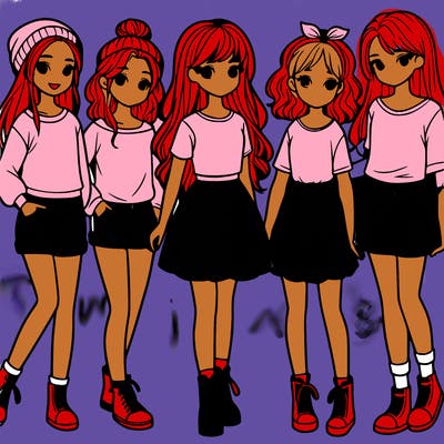 a group of five girls