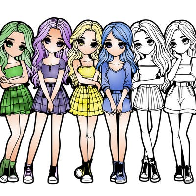 a group of girls realistic