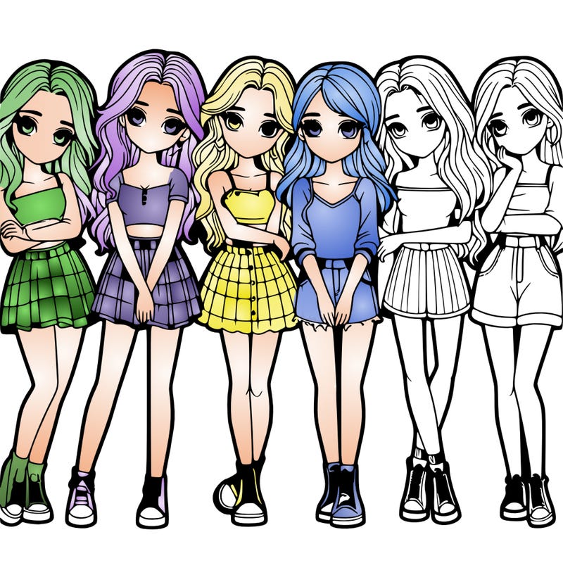 a group of girls realistic