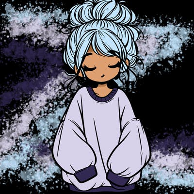 girl with baggy sweatshirt and messy bun