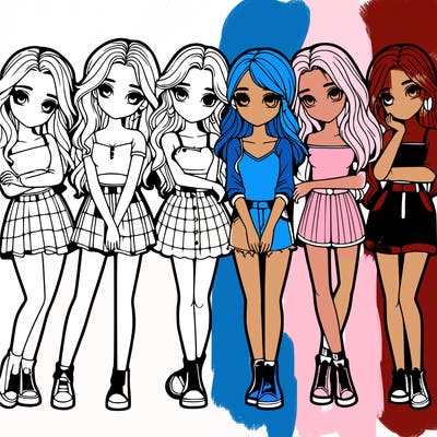 a group of girls realistic