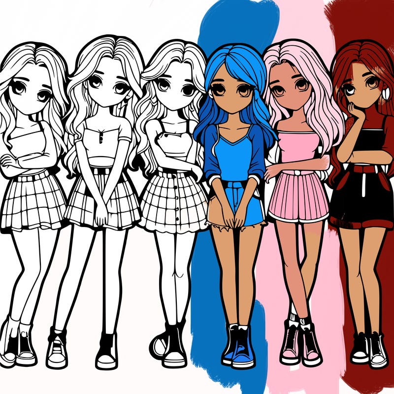 a group of girls realistic