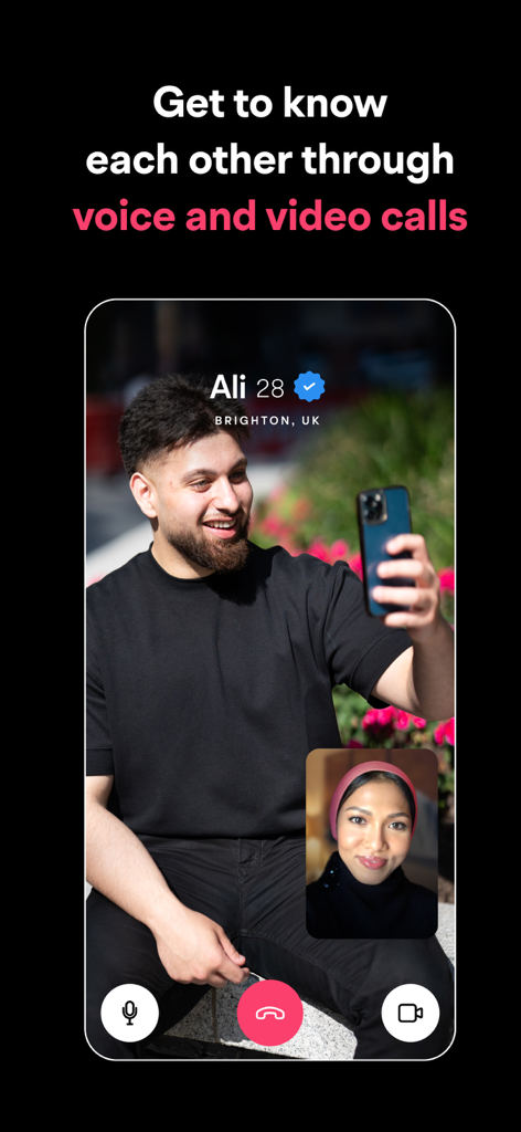 Muzz: Where Muslims Marry - Muzz 무슬림 결혼 앱에서 두 사용자 간의 영상 통화