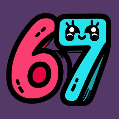 the numbers 67