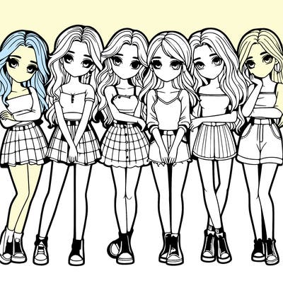 a group of girls realistic