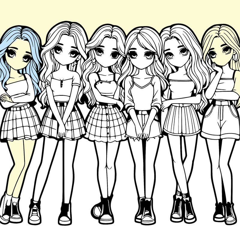 a group of girls realistic