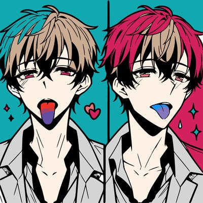 hot anime boy with tongue out