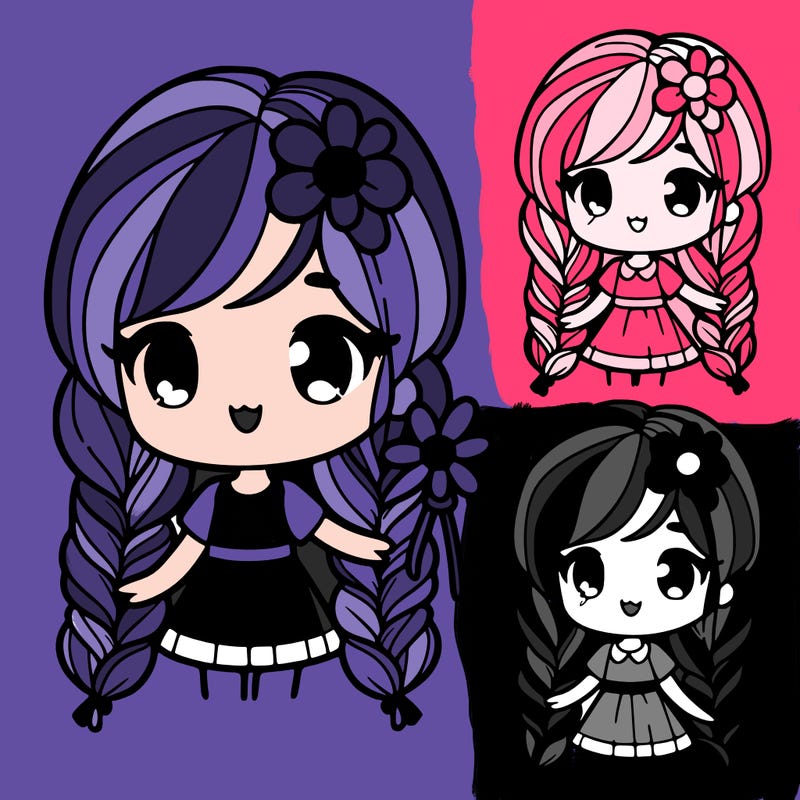 cute girl flower long hair with braids