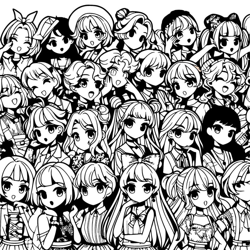 a lot of anime girls deferent