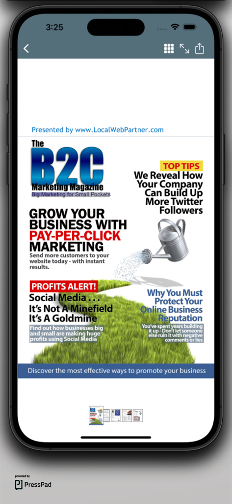 B2C Marketing Magazine - Digital magazine cover of B2C Marketing Magazine showing marketing tips for small businesses