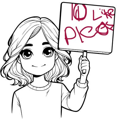 realistic girl holding up a sign