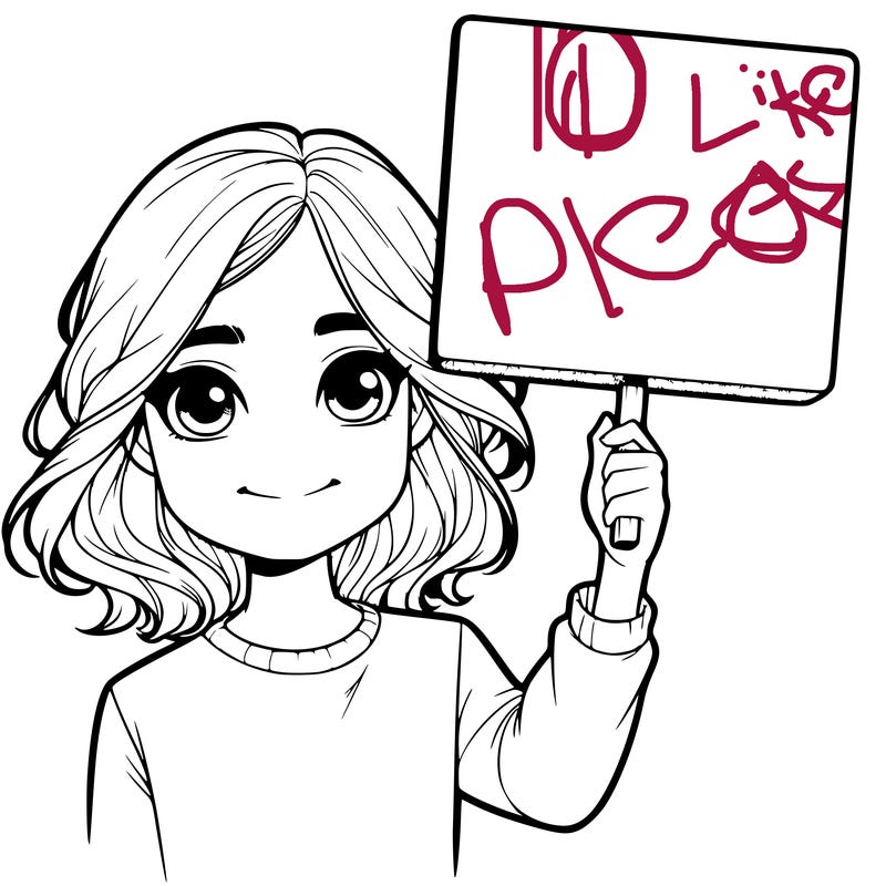 realistic girl holding up a sign