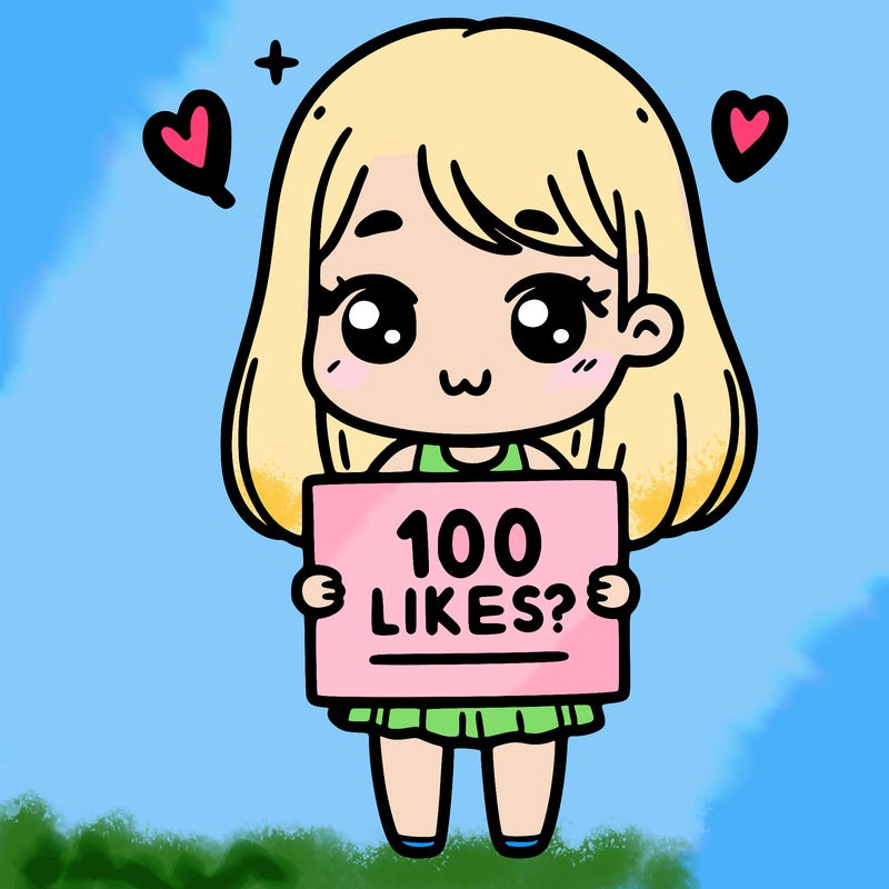 girl holding sign that says 100 likes?