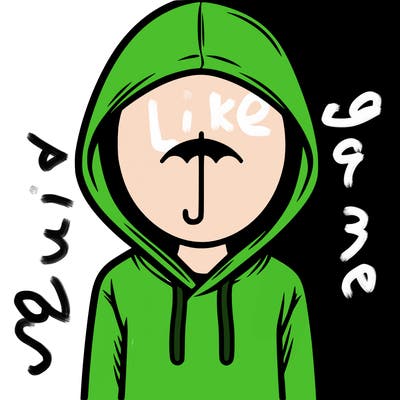a person with non face waering a hoodie with a small umbrella symbol