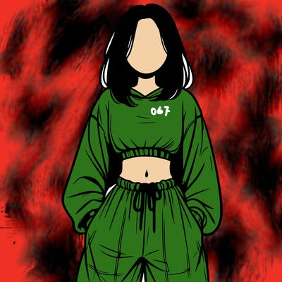 realistic girl faceless with baggy pants and a crop top