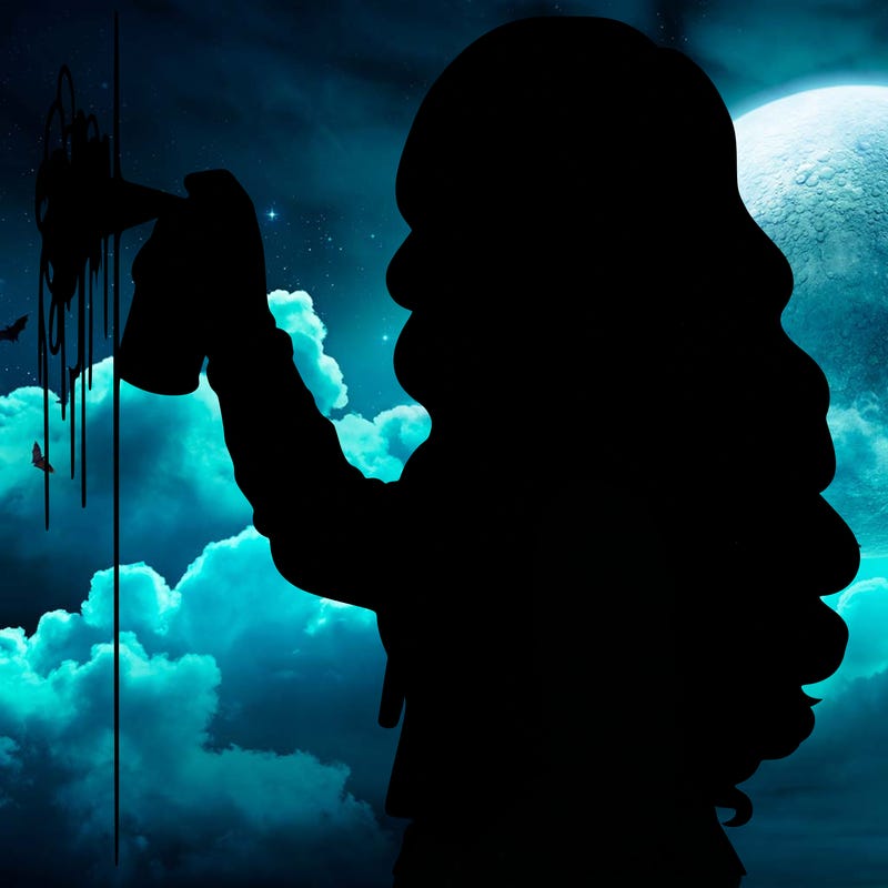 realistic girl with mask spray painting a wall