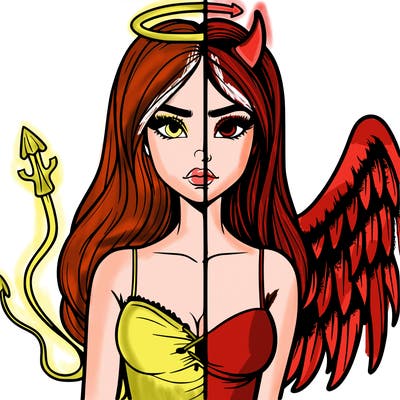 devil vs angel realistic girl
