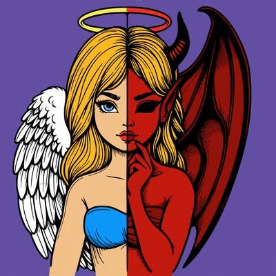 realistic angel half demon