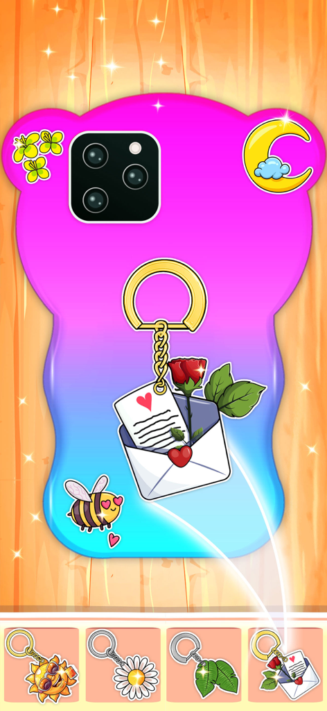 Phone Case DIY: Tie Dye Game - Customizing a bear shaped phone case with stickers and keychains