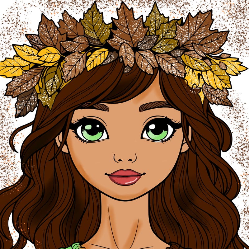 realistic girl with fall leaf crown