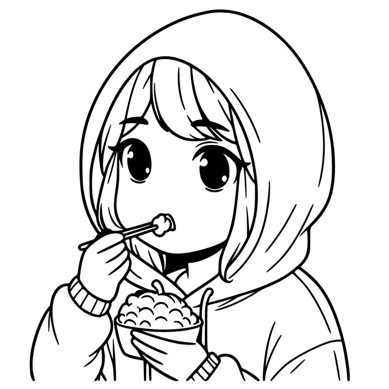 girl in hoodie eating