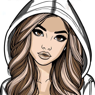 realistic beautiful girl with a hood on