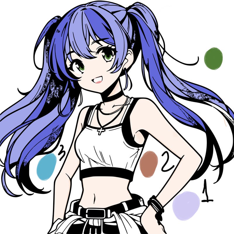 anime girl wearing crop top