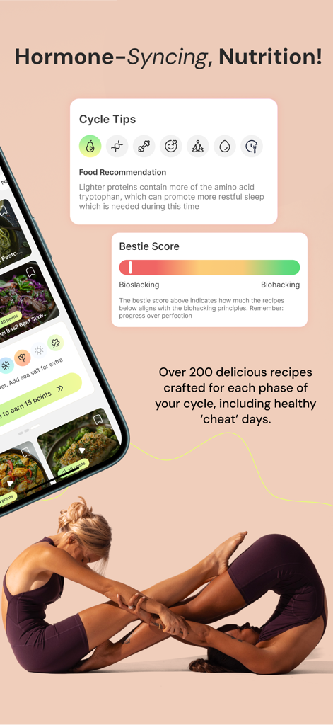 Bestie Cycle Tracker by Aggie - Hormone-syncing nutrition and cycle-aligned recipes in the Bestie app