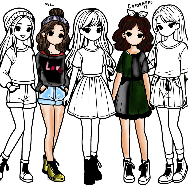 a group of five girls