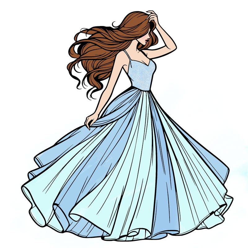 realistic woman with dress flowing in the wind