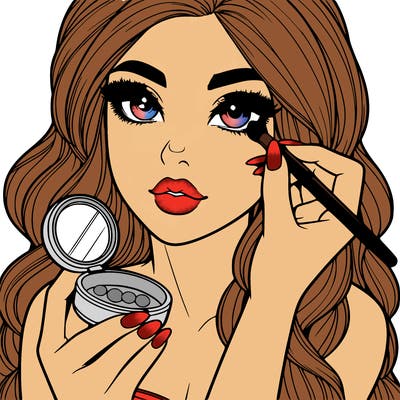 realistic girl doing makeup