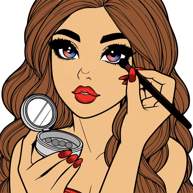 realistic girl doing makeup