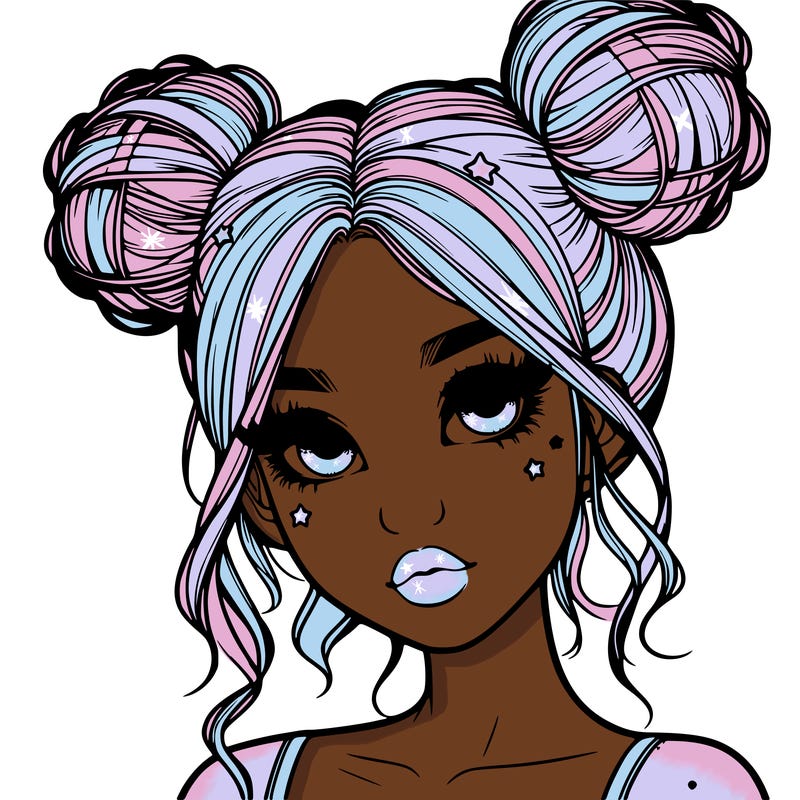 realistic girl with space buns