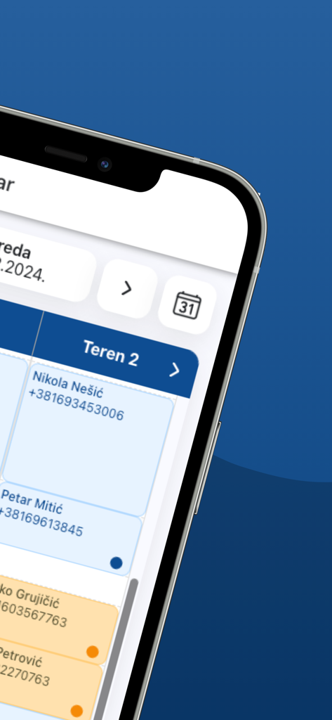 BookTime - Mobile interface of BookTime app displaying a business schedule with client names and booking details