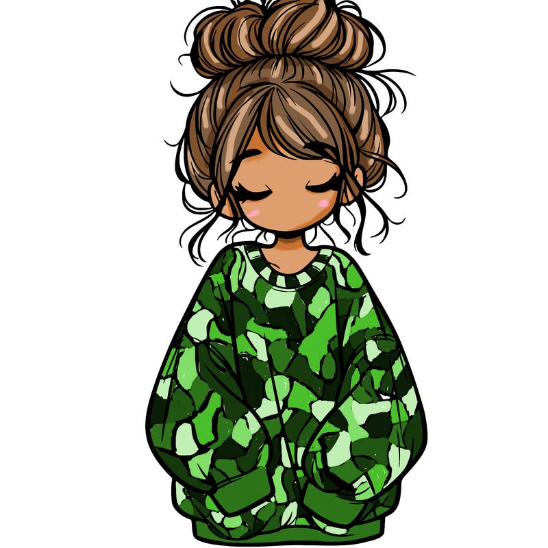 girl with baggy sweatshirt and messy bun