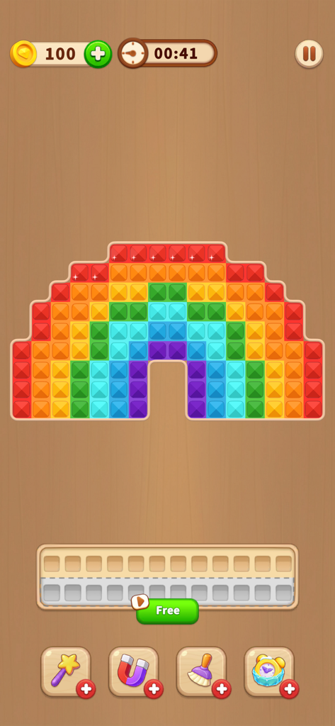 Diamond Flow: Color Puzzle - A rainbow shaped puzzle made of colorful sparkling diamonds