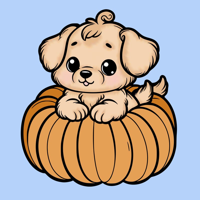 cute little puppy in a pumpkin