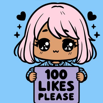 cute girl holding a sign saying 100 likes please