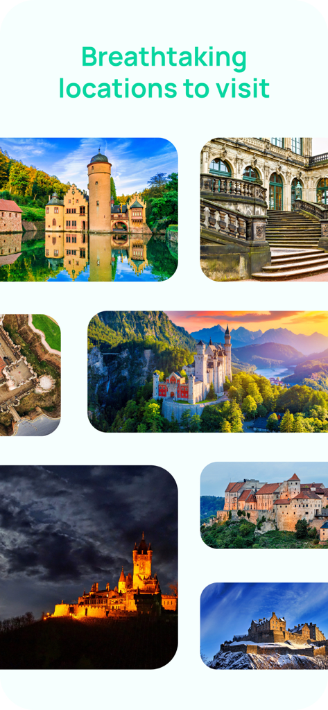 Castle.Tips-beautiful Castles! - A collage of stunning castles and historical architectural sites to visit around the world.