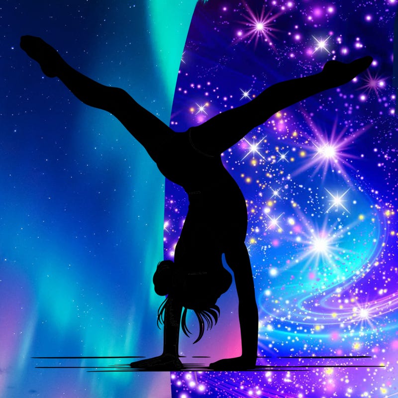 realistic gymnastic hand stand girl in four splits