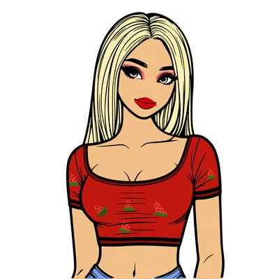 realistic girl with crop top