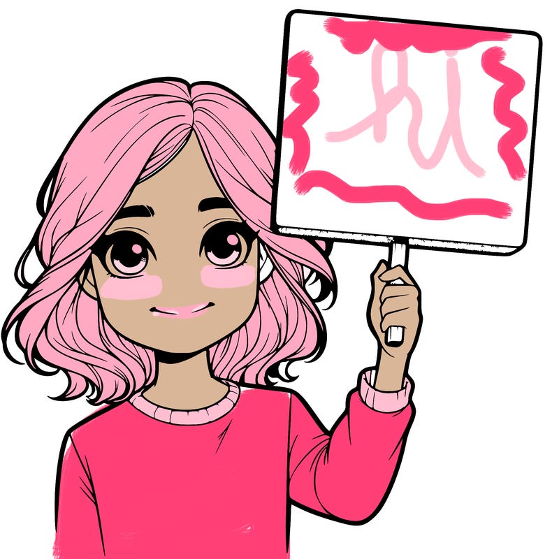 realistic girl holding up a sign