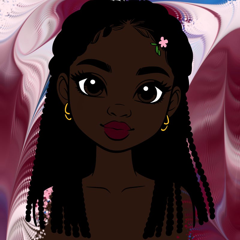 a realistic black girl with braids