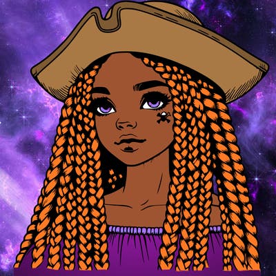 realistic girl with box braids and i realistic pirate hat