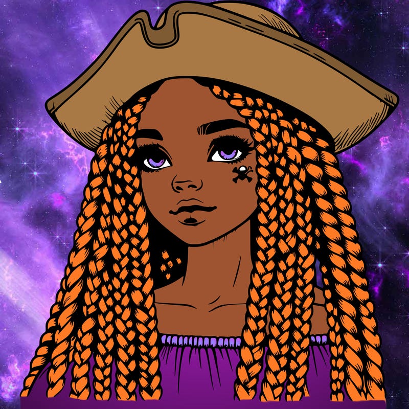 realistic girl with box braids and i realistic pirate hat